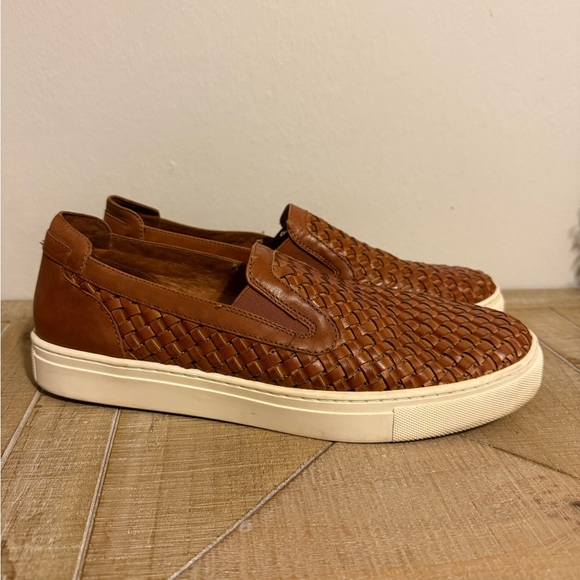 Donald J. Pliner Tan Woven Leather Loafers - Picture 2 of 8
